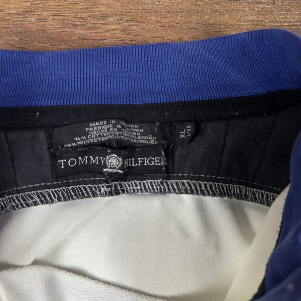 Vintage Tommy Hilfiger Quarter Zip Pullover White Black Stripe Mens XL 90s Sport